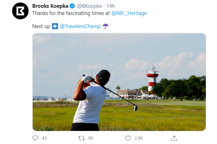 Brooks Koepka trolls Nick Faldo during weather delay at RBC Heritage